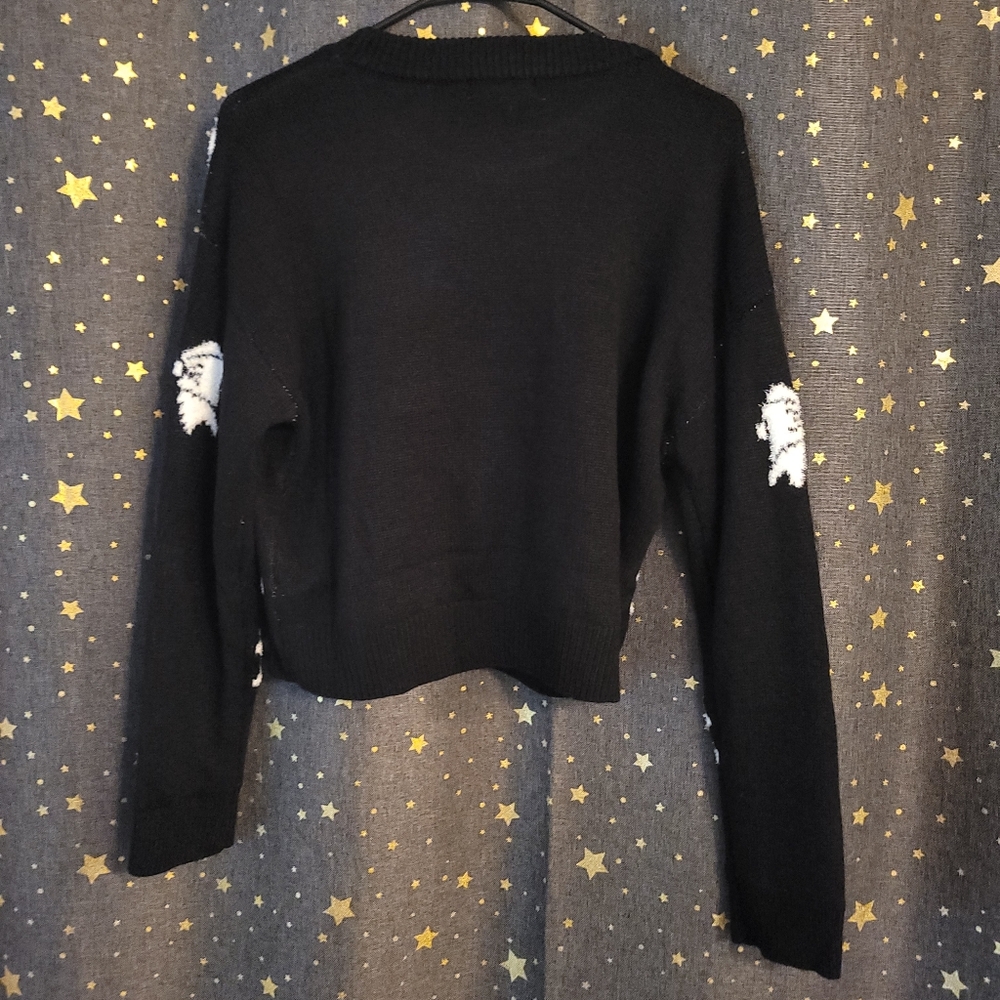 Active USA | Black Sweater With White Bow Pattern Large - Picture 4 of 4